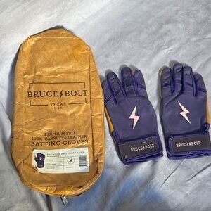 Bruce Bolt Kids Batting Gloves - Purple and Tan - New Never Worn